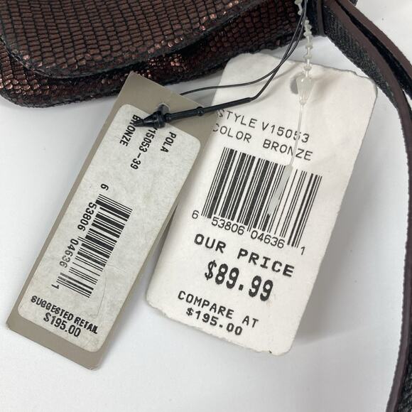 Adrienne Vittandini Bronze Metallic Fabric Evening Bag Clutch New - Picture 6 of 16